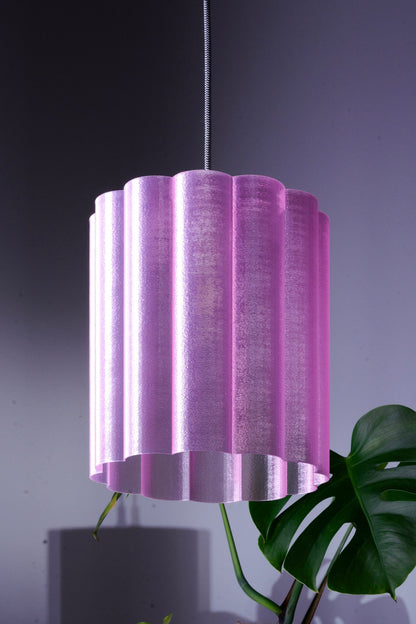 Aurora Ripple Pendant Lamp – 3D Printed Translucent Pink Modern Ceiling Light