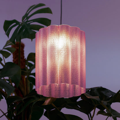 Aurora Ripple Pendant Lamp – 3D Printed Translucent Pink Modern Ceiling Light