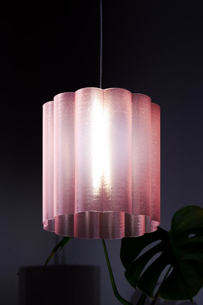 Aurora Ripple Pendant Lamp – 3D Printed Translucent Pink Modern Ceiling Light