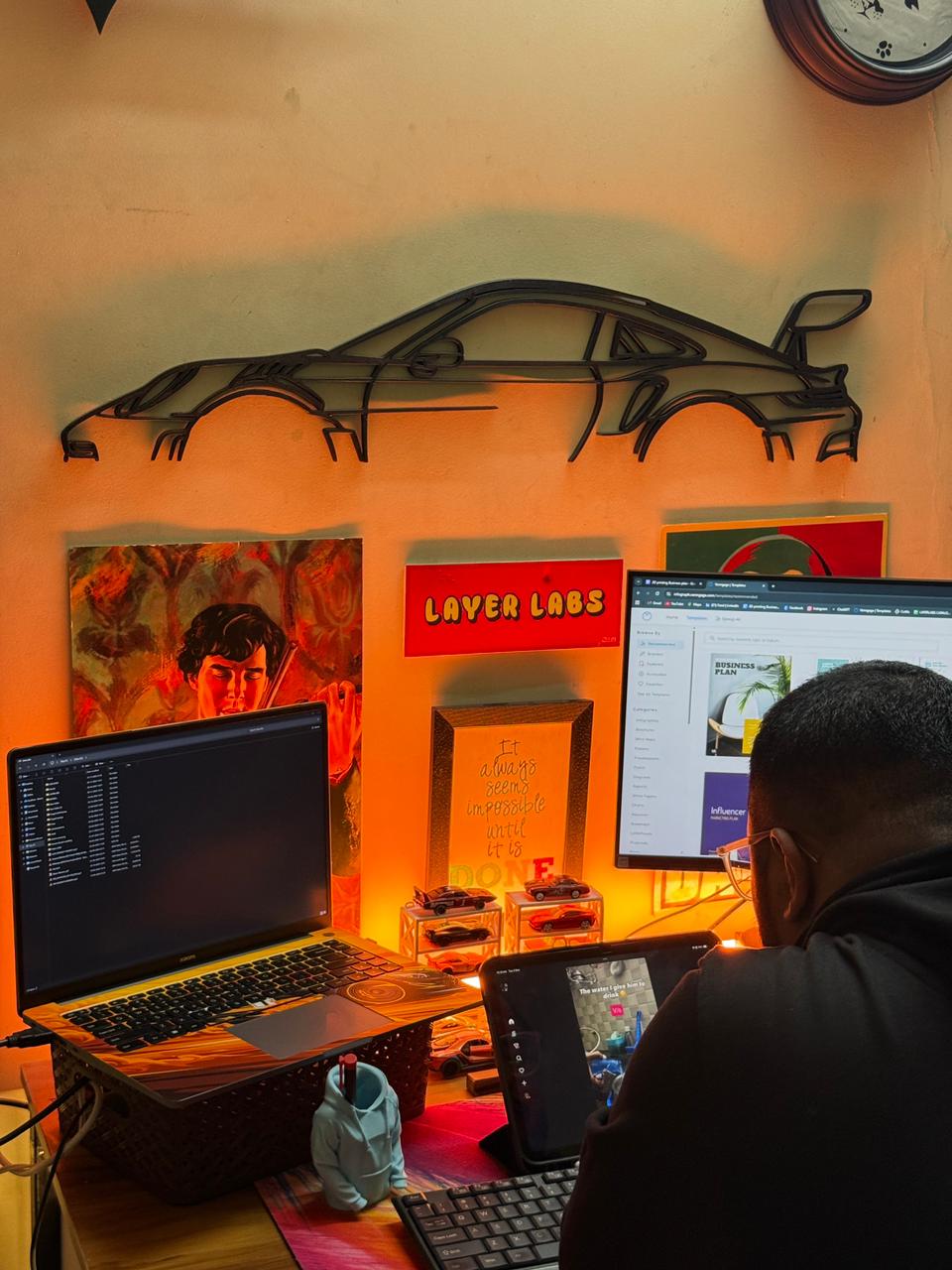 Porsche Silhouette Wall Art – Minimal Metal Car Outline